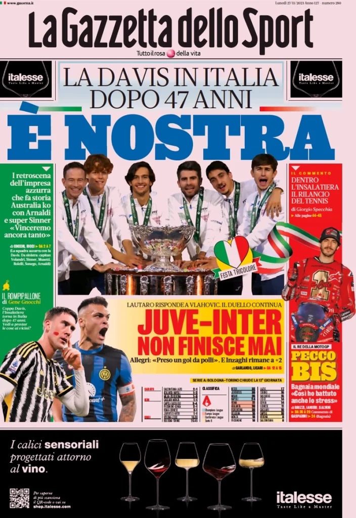 Le Prime Pagine Sportive Nazionali – 27 Novembre - Inter News 24