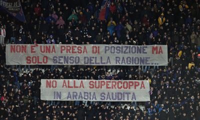 tifosi Fiorentina striscione Supercoppa italiana